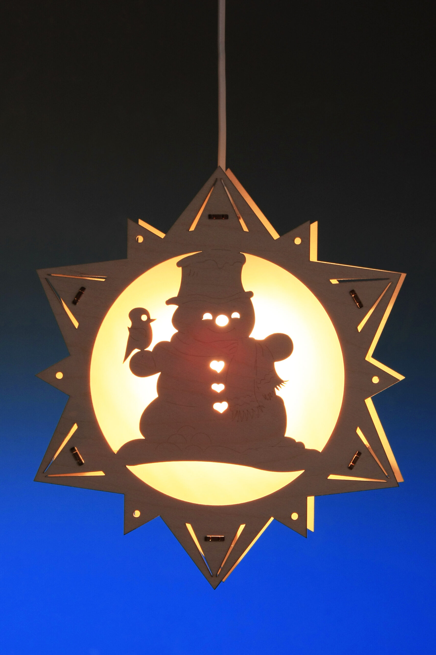 Beleuchtetes Fensterbild Schneemann