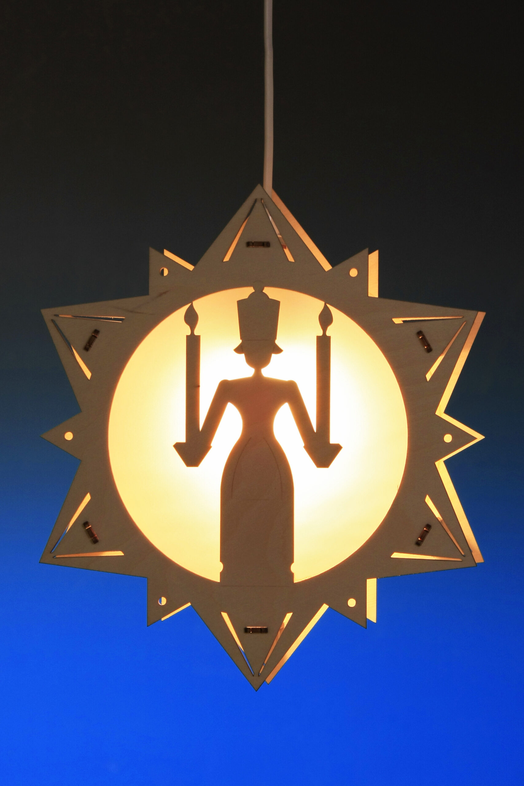 Beleuchtetes Fensterbild Engel und Bergmann