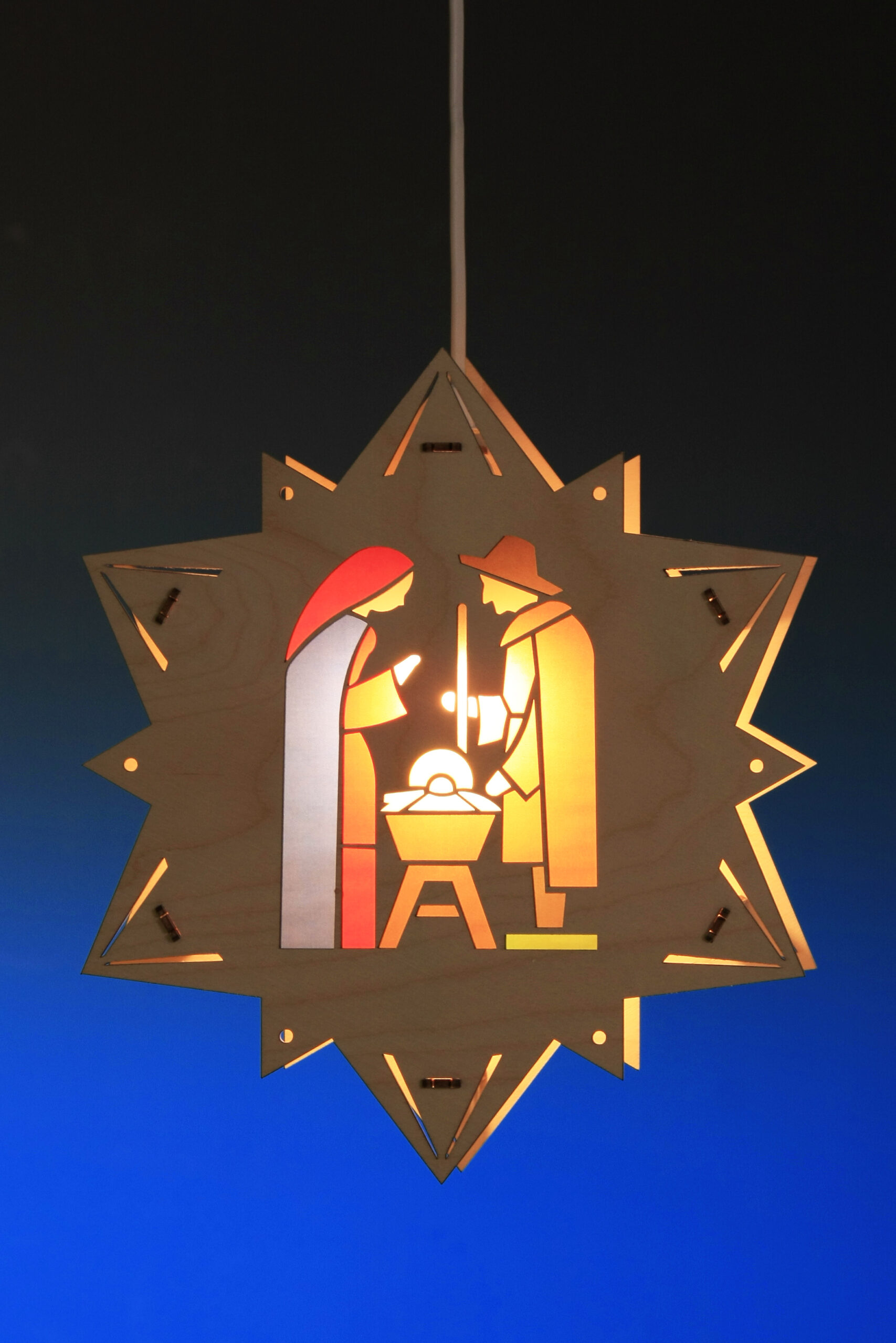 Beleuchtetes Fensterbild Heilig Abend